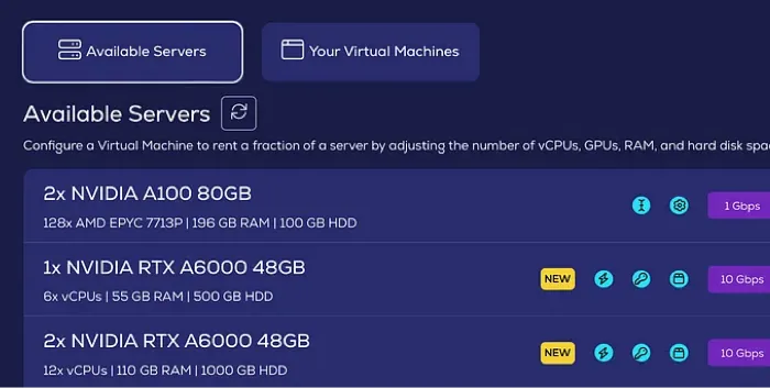 Hundreds of new Generative AI friendly A6000 GPUs available now on VALDI